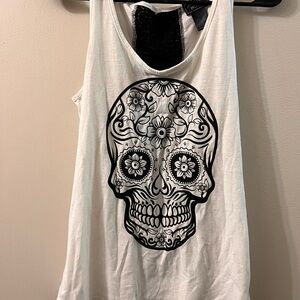 White Skull Graphic Tank Top